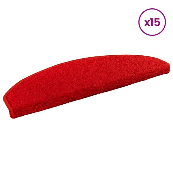 Grote foto vidaxl zelfklevende trapmatten halfrond 15 pcs rood 80 x 24 5 x 3 5 cm huis en inrichting overige huis en inrichting