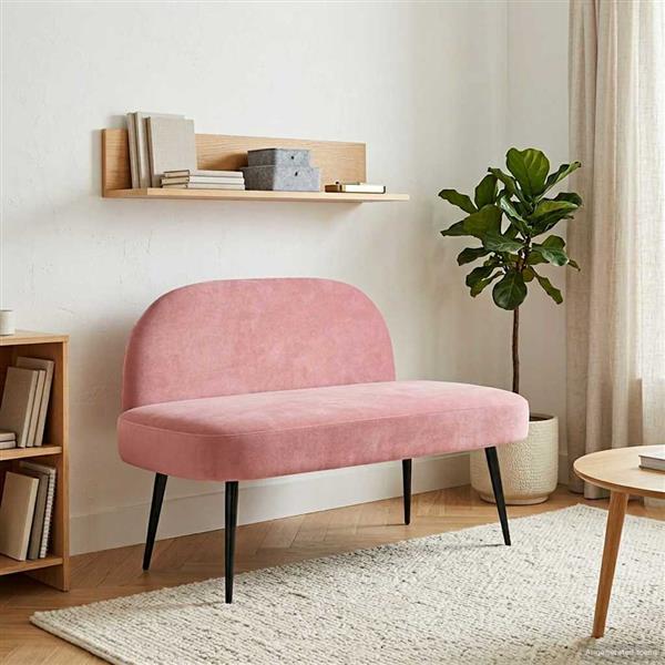 Grote foto vidaxl beklede bank met rugleuning roze 110 x 60 x 76 cm fluweel huis en inrichting overige huis en inrichting