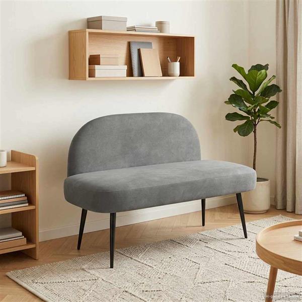 Grote foto vidaxl beklede bank met rugleuning donkergrijs 110 x 60 x 76 cm huis en inrichting overige huis en inrichting