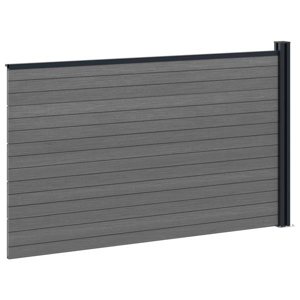 Grote foto vidaxl hekpaneel wpc en aluminium grijs tuin en terras hekken en schuttingen