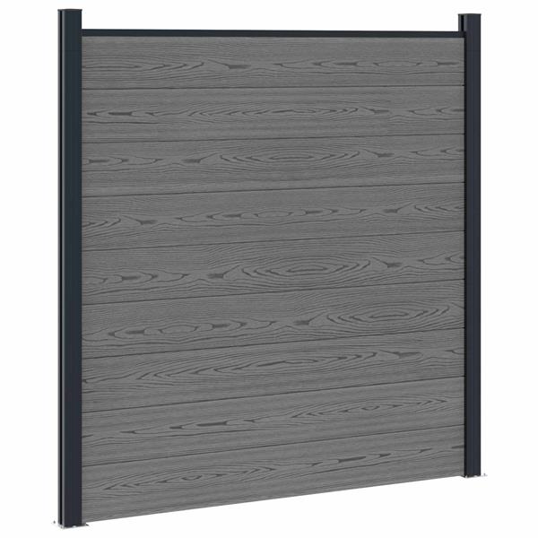 Grote foto vidaxl hekpaneel wpc en aluminium grijs tuin en terras hekken en schuttingen