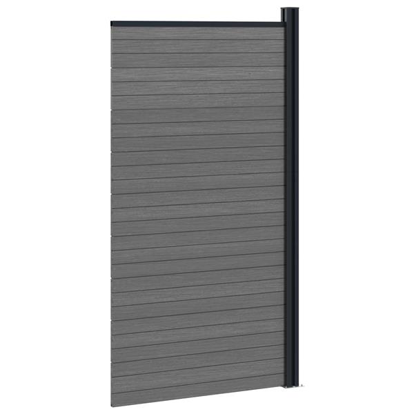 Grote foto vidaxl hekpaneel wpc en aluminium grijs tuin en terras hekken en schuttingen
