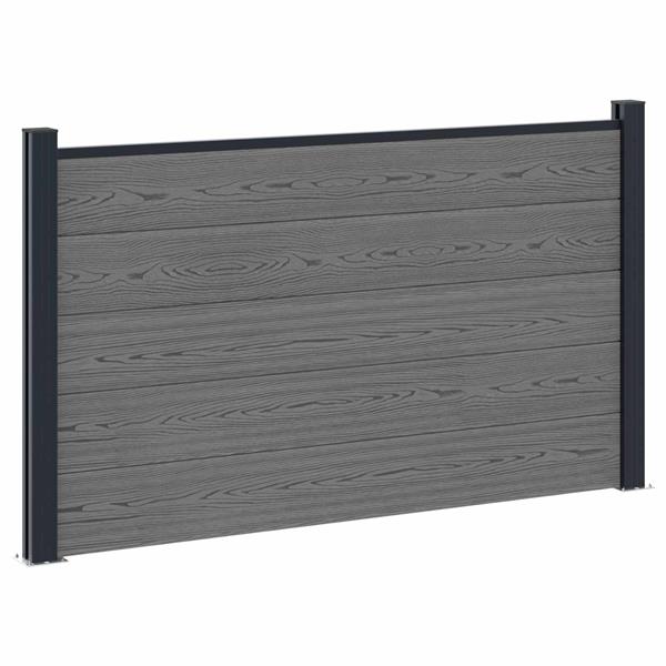Grote foto vidaxl hekpaneel wpc en aluminium grijs tuin en terras hekken en schuttingen