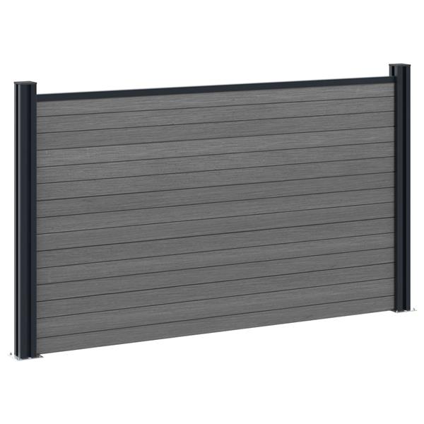 Grote foto vidaxl hekpaneel wpc en aluminium grijs tuin en terras hekken en schuttingen