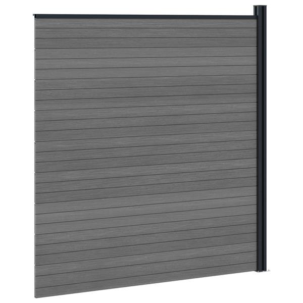 Grote foto vidaxl hekpaneel wpc en aluminium grijs tuin en terras hekken en schuttingen