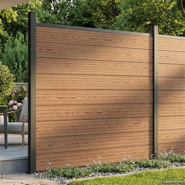 Grote foto vidaxl hekpaneel wpc en aluminium bruin tuin en terras hekken en schuttingen