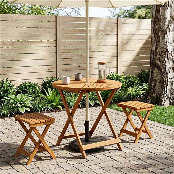 Grote foto vidaxl vouw tuin tafel naturel 70 x 75 cm massief acaciahout tuin en terras tuinmeubelen