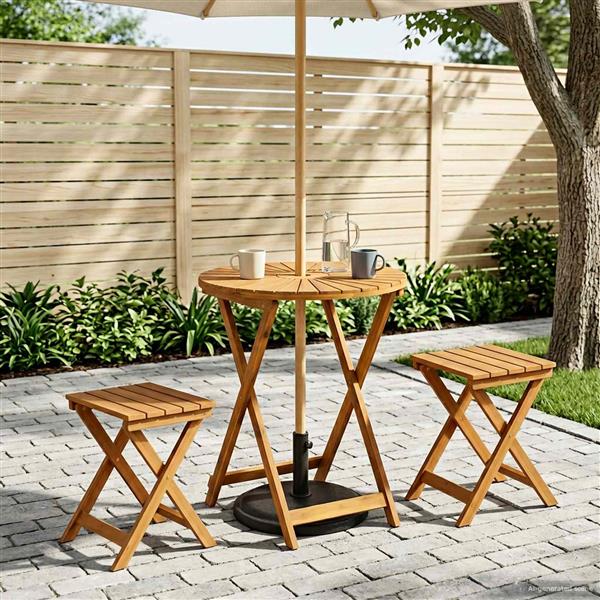 Grote foto vidaxl vouw tuin tafel naturel 60 x 75 cm massief acaciahout tuin en terras tuinmeubelen
