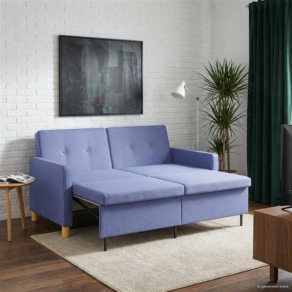 Grote foto vidaxl uittrekbare slaapbank jeans blauw stof huis en inrichting bankstellen