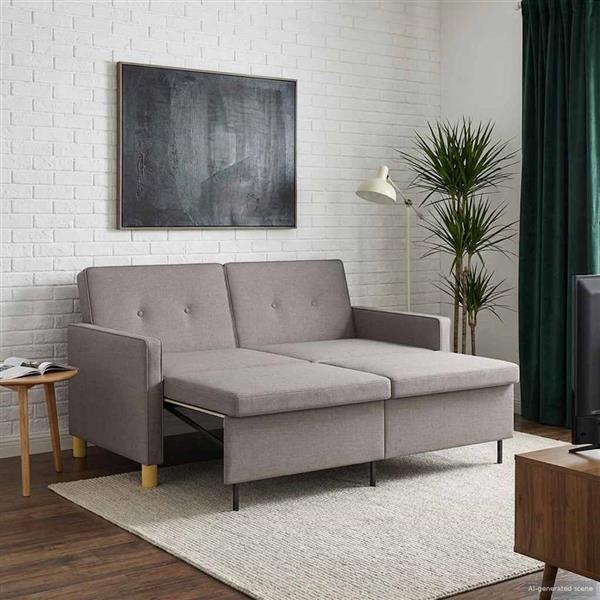 Grote foto vidaxl uittrekbare slaapbank taupe stof huis en inrichting bankstellen