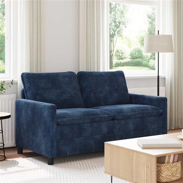 Grote foto vidaxl bank marineblauw 156 x 81 x 87 5 cm polyester huis en inrichting bankstellen
