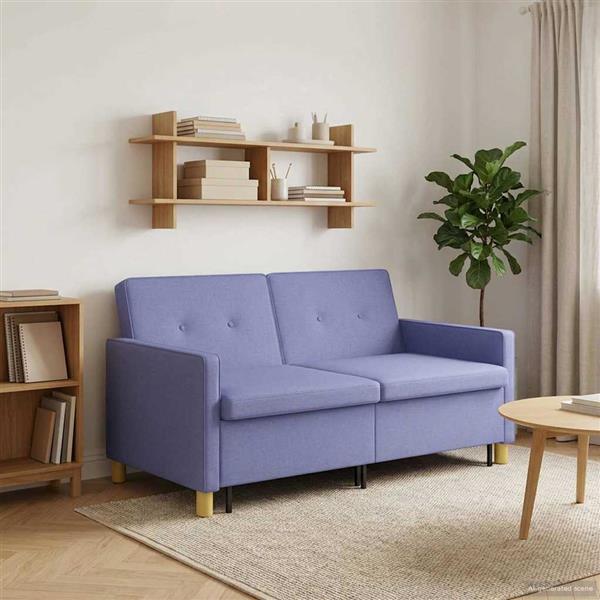 Grote foto vidaxl uittrekbare slaapbank jeans blauw stof huis en inrichting bankstellen