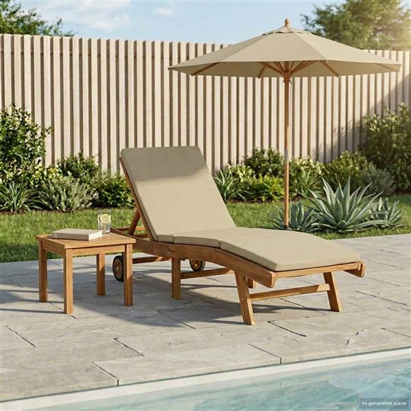 Grote foto vidaxl ligstoel bruin en beige polyester tuin en terras tuinmeubelen
