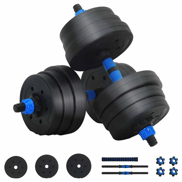 Grote foto vidaxl 2 in 1 halter barbell set 20 kg zwart en blauw sport en fitness fitness