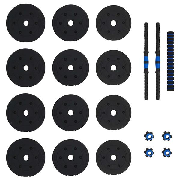 Grote foto vidaxl 2 in 1 halter barbell set 20 kg zwart en blauw sport en fitness fitness