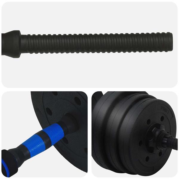 Grote foto vidaxl 2 in 1 halter barbell set 20 kg zwart en blauw sport en fitness fitness