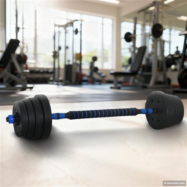 Grote foto vidaxl 2 in 1 halter barbell set 30 kg zwart en blauw sport en fitness fitness