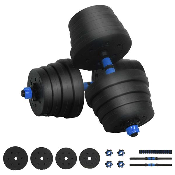 Grote foto vidaxl 2 in 1 halter barbell set 30 kg zwart en blauw sport en fitness fitness