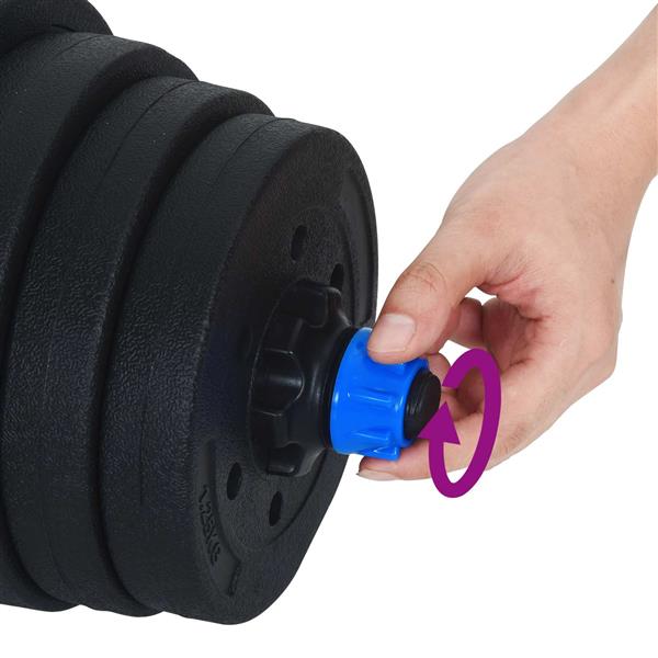 Grote foto vidaxl 2 in 1 halter barbell set 30 kg zwart en blauw sport en fitness fitness
