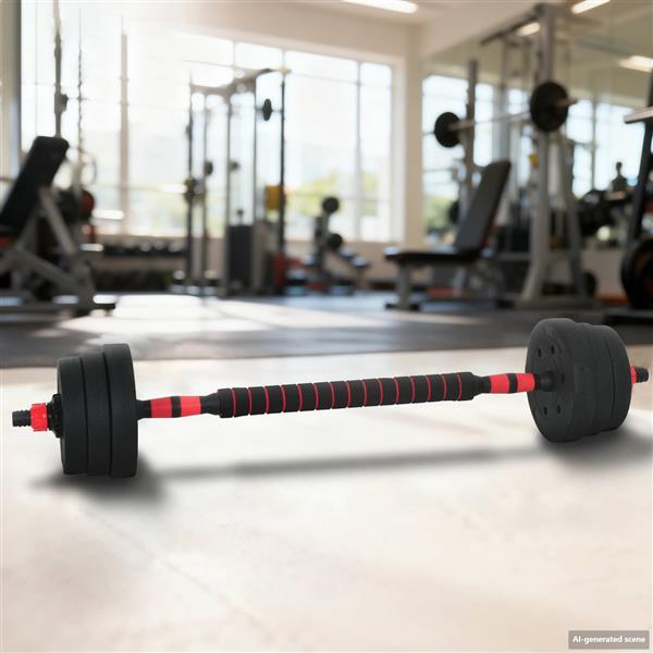 Grote foto vidaxl 2 in 1 halter barbell set 20 kg zwart en rood sport en fitness fitness