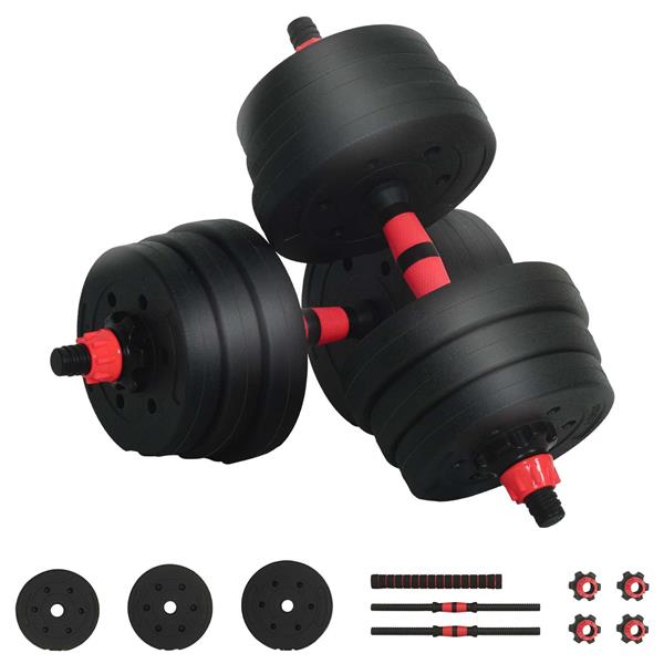 Grote foto vidaxl 2 in 1 halter barbell set 20 kg zwart en rood sport en fitness fitness