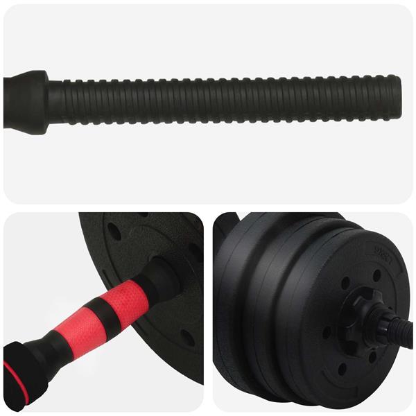 Grote foto vidaxl 2 in 1 halter barbell set 20 kg zwart en rood sport en fitness fitness