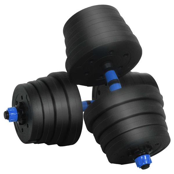 Grote foto vidaxl 2 in 1 halter barbell set 30 kg zwart en blauw sport en fitness fitness