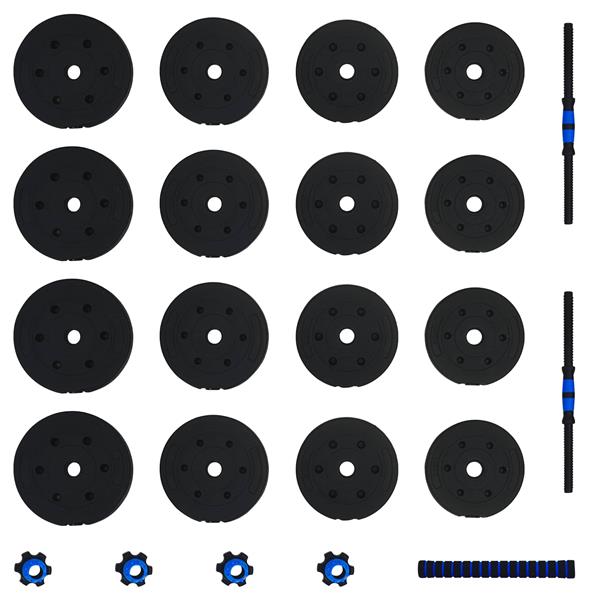 Grote foto vidaxl 2 in 1 halter barbell set 30 kg zwart en blauw sport en fitness fitness