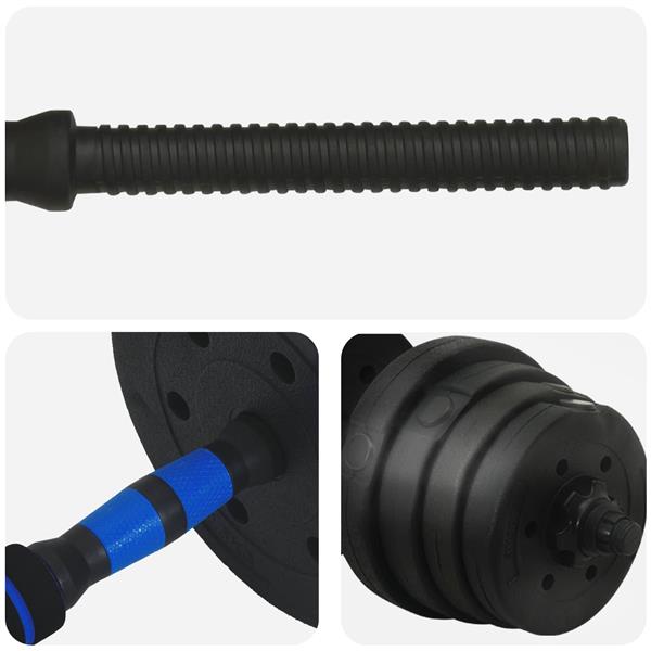 Grote foto vidaxl 2 in 1 halter barbell set 30 kg zwart en blauw sport en fitness fitness