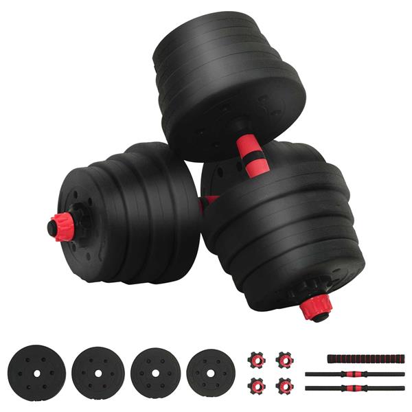 Grote foto vidaxl 2 in 1 halter barbell set 30 kg zwart en rood sport en fitness fitness