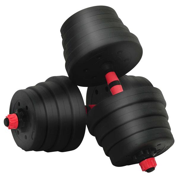 Grote foto vidaxl 2 in 1 halter barbell set 30 kg zwart en rood sport en fitness fitness