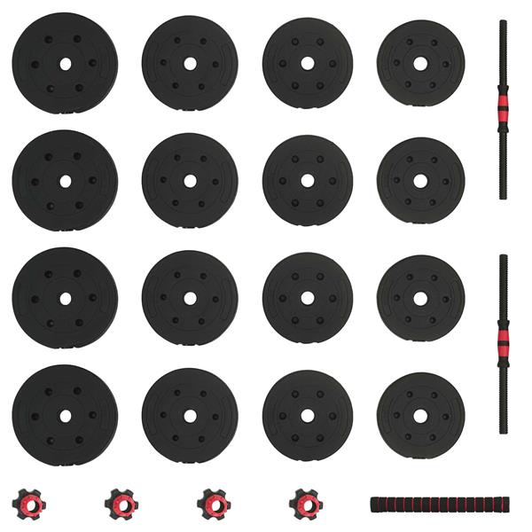 Grote foto vidaxl 2 in 1 halter barbell set 30 kg zwart en rood sport en fitness fitness