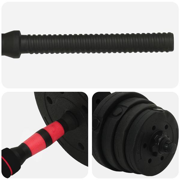 Grote foto vidaxl 2 in 1 halter barbell set 30 kg zwart en rood sport en fitness fitness