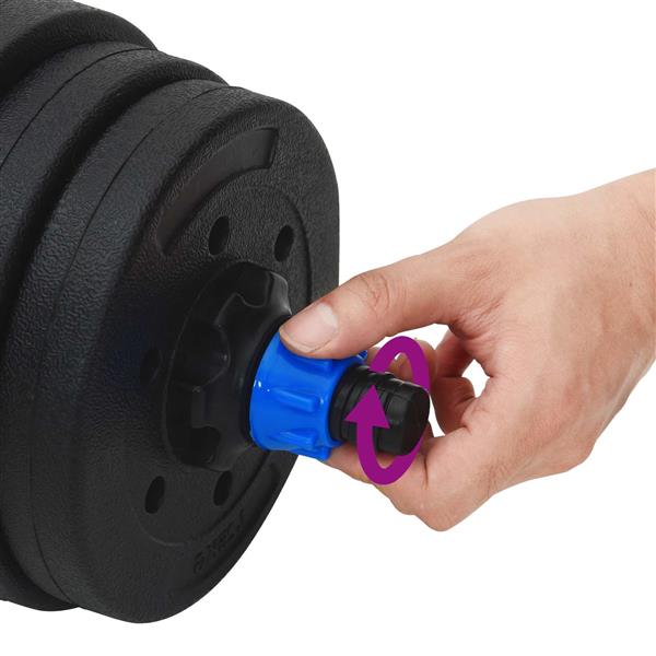 Grote foto vidaxl 2 in 1 halter barbell set 20 kg zwart en blauw sport en fitness fitness