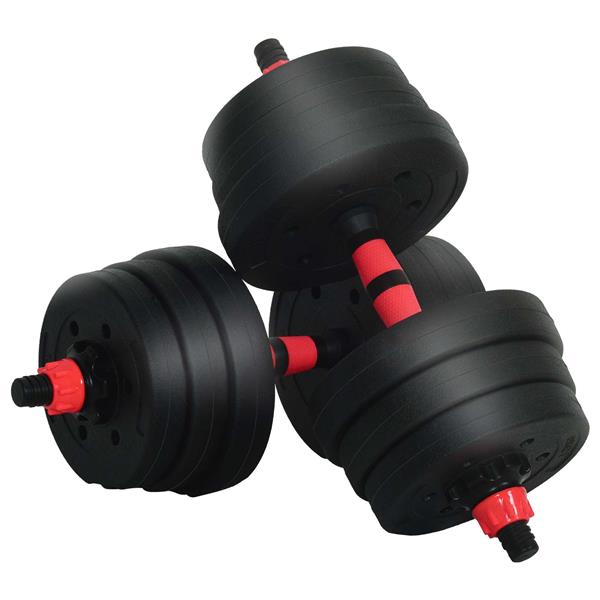 Grote foto vidaxl 2 in 1 halter barbell set 20 kg zwart en rood sport en fitness fitness