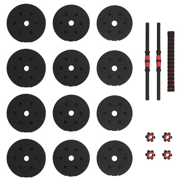 Grote foto vidaxl 2 in 1 halter barbell set 20 kg zwart en rood sport en fitness fitness