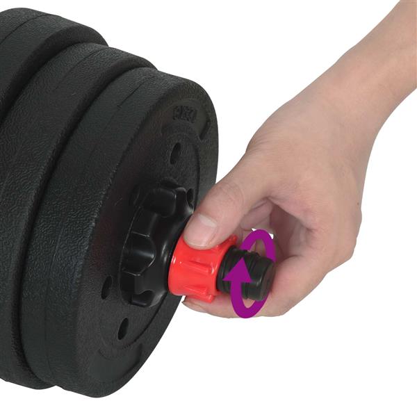Grote foto vidaxl 2 in 1 halter barbell set 20 kg zwart en rood sport en fitness fitness