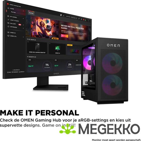 Grote foto hp omen 35l gt16 1082nd amd ryzen 7 rtx 5080 gaming desktop computers en software overige computers en software