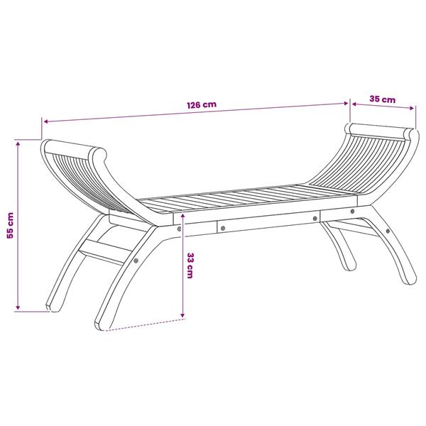 Grote foto vidaxl tuinbank 2 aantal zitplaatsen 126 cm massief teakhout naturel tuin en terras tuinmeubelen