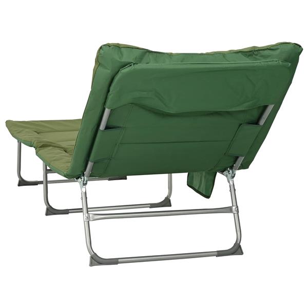 Grote foto vidaxl opvouwbare zonnebed met kussen 2 pcs donkergroen tuin en terras tuinmeubelen