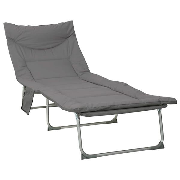 Grote foto vidaxl opvouwbare zonnebed met kussen antracietkleurig tuin en terras tuinmeubelen