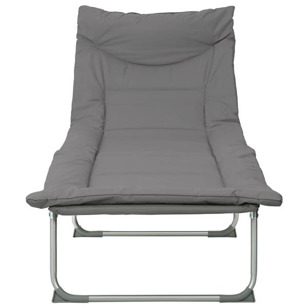 Grote foto vidaxl opvouwbare zonnebed met kussen antracietkleurig tuin en terras tuinmeubelen
