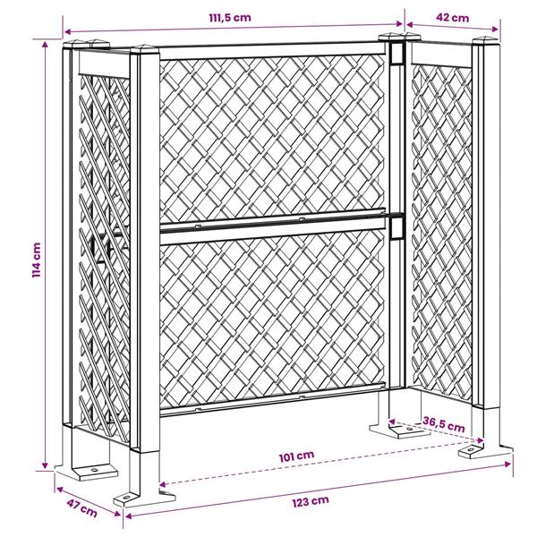 Grote foto vidaxl vuilnisbak trellis antracietkleurig 123 x 47 x 114 cm pp tuin en terras overige tuin en terras