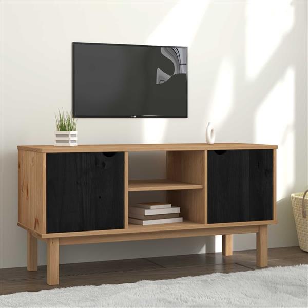 Grote foto vidaxl tv standaard otta 113 5 x 43 x 57 cm zwart massief grenenhout huis en inrichting overige