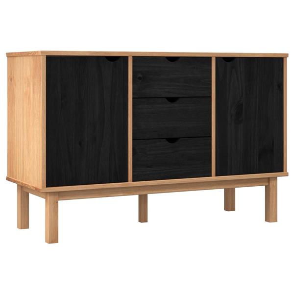 Grote foto vidaxl dressoir otta zwart 113 5 x 43 x 73 cm massief grenenhout huis en inrichting overige