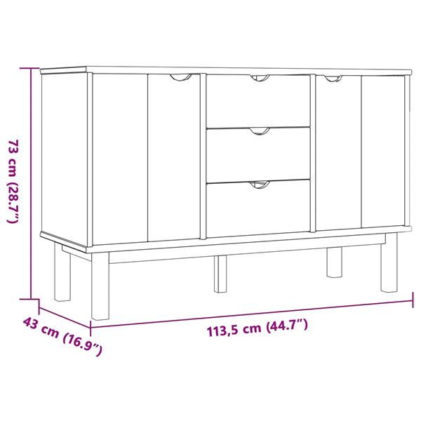 Grote foto vidaxl dressoir otta zwart 113 5 x 43 x 73 cm massief grenenhout huis en inrichting overige