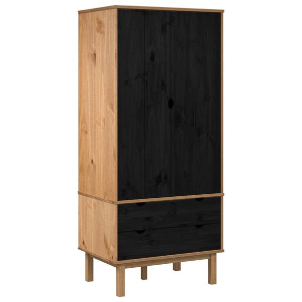 Grote foto vidaxl kledingkast otta zwart 76 5 x 53 x 172 cm massief grenenhout huis en inrichting overige