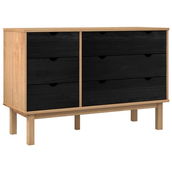 Grote foto vidaxl ladenkast otta zwart 111 x 43 x 73 5 cm massief grenenhout kinderen en baby complete kinderkamers