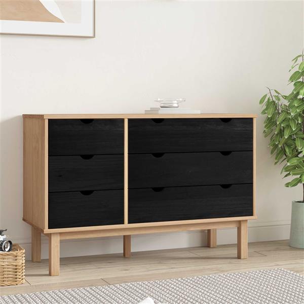 Grote foto vidaxl ladenkast otta zwart 111 x 43 x 73 5 cm massief grenenhout kinderen en baby complete kinderkamers