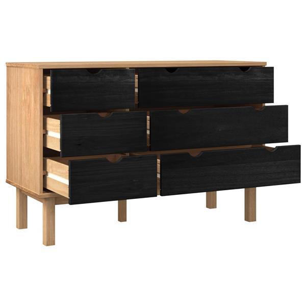 Grote foto vidaxl ladenkast otta zwart 111 x 43 x 73 5 cm massief grenenhout kinderen en baby complete kinderkamers